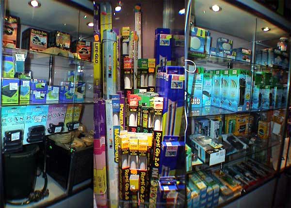 В магазинах представлено оборудование эхейм, акваэль, хидор, флюваль и пр., расходники к аквариумам ювель, лампы хаген.
